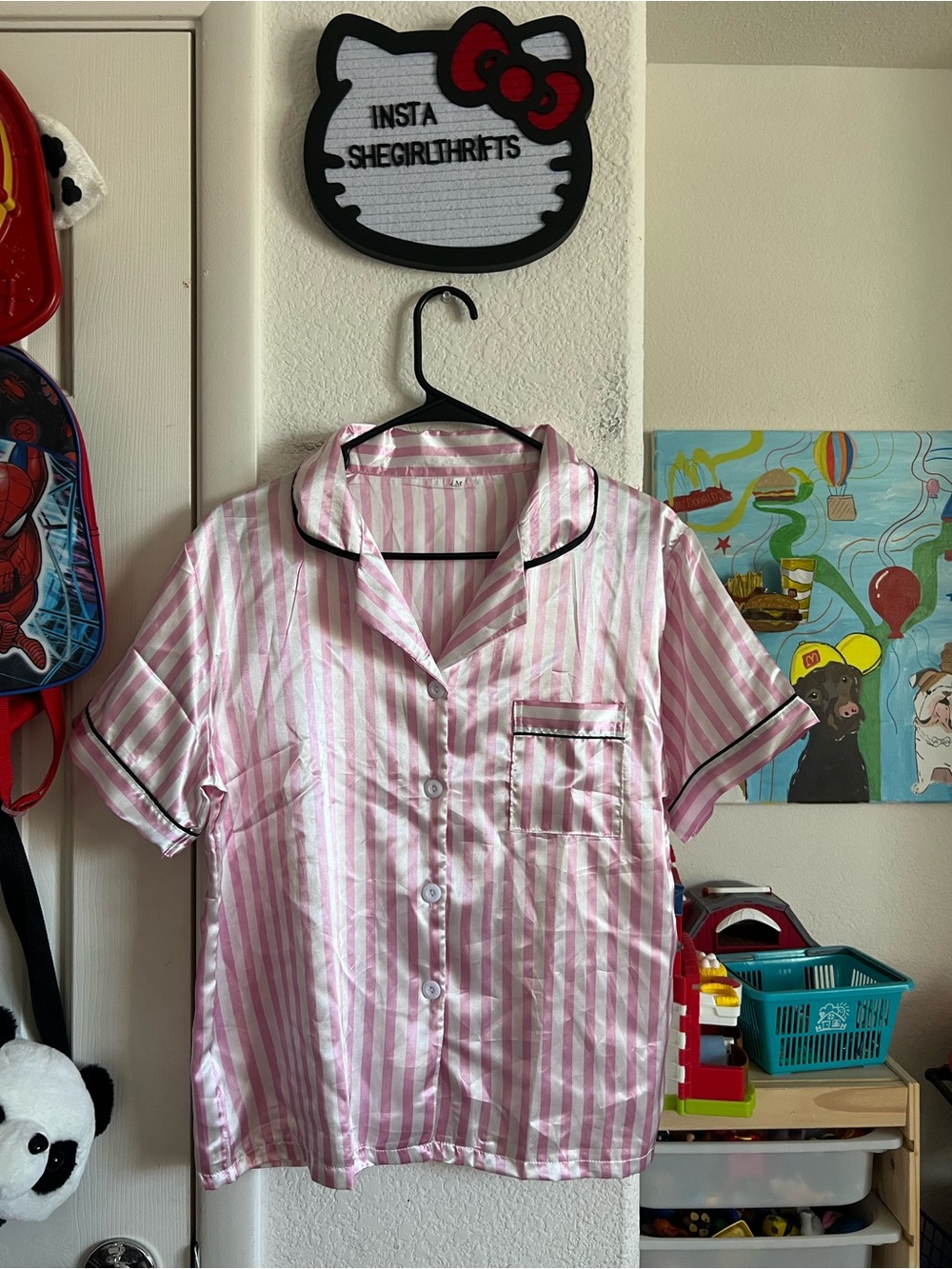 satin stripped pajama set